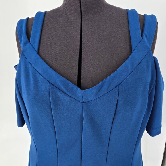 616-31 Lane Bryant Royal Blue Dress Off Shoulder Fit & Flare Size 18 - Picture 5 of 11